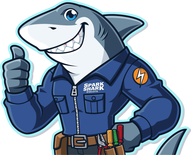 Spark Shark Electric mascot for residential electrical service in the OKC Metro Area